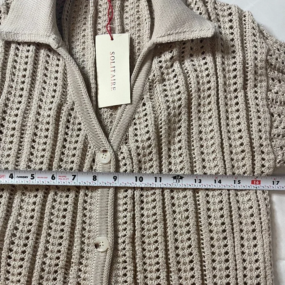 Solitaire. Women's casual knitted blouse size S color cream. Made in China. - Picture 4 of 7